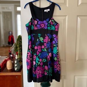 Tibi Jewel-Tone Floral Structured Cocktail Dress